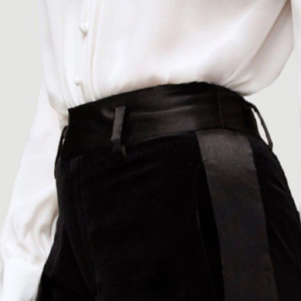 NWT FRAME Velvet Tux Straight-Legs Pants - Picture 4 of 8